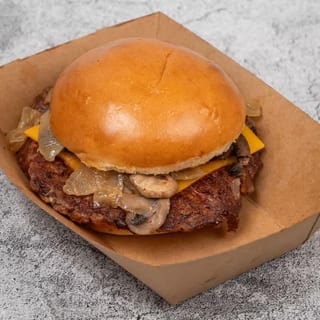 Vegan Mushroom Cheese Burger